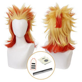 Halloweez Anime Rengoku Kyoujurou Cosplay Wig - Synthetic Fiber, Adjustable, Heat Resistant for Halloween - Halloweez